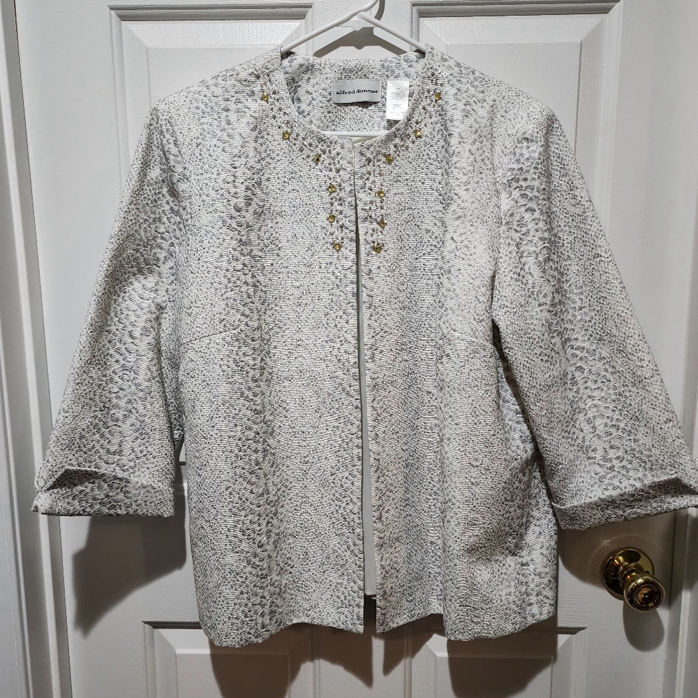 Alfred Dunner White Blazer with Textured Lapel